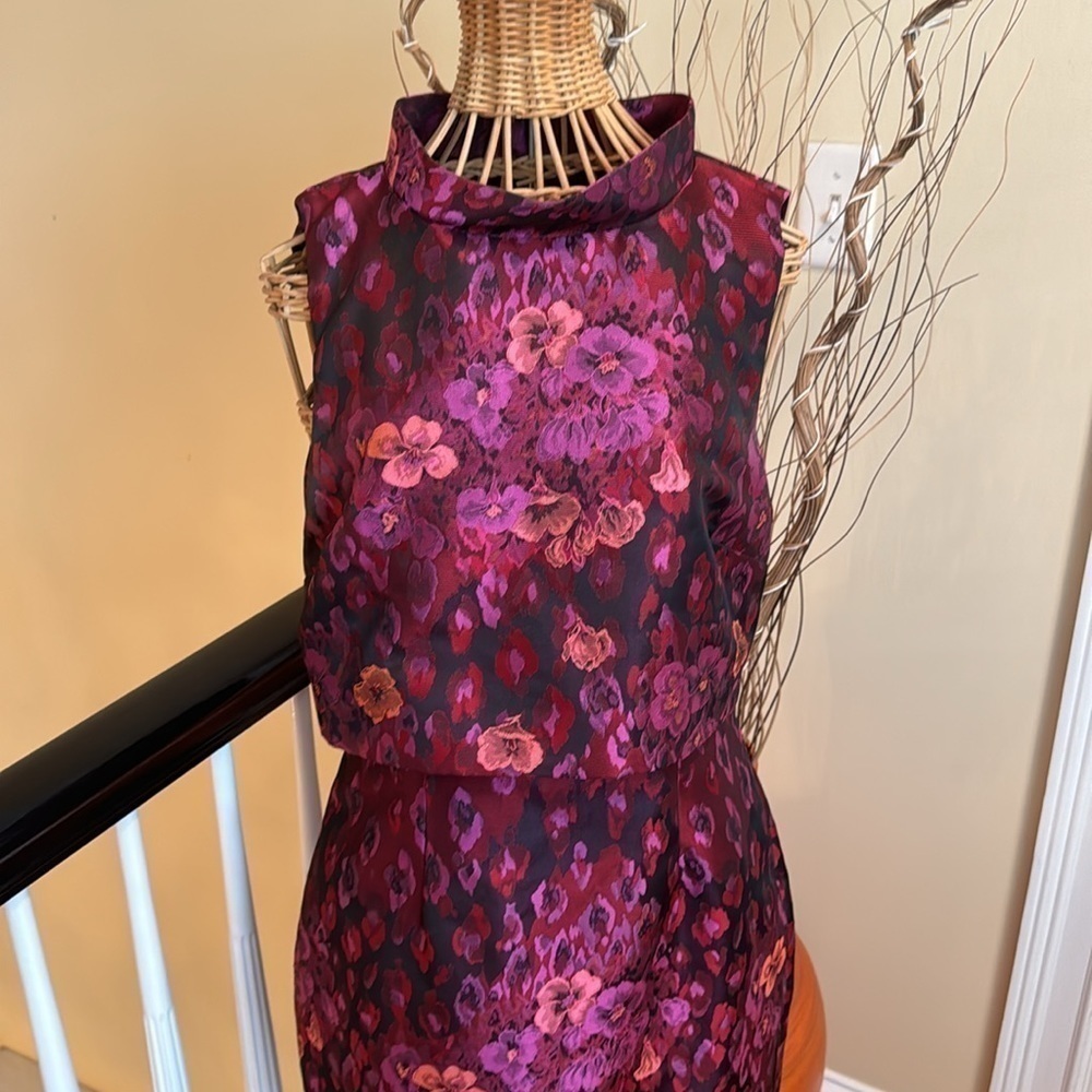 Badgley Mischka Floral Pink and Purple Dress - Picture 4 of 14